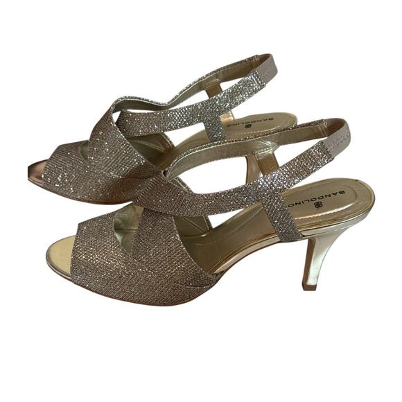 Bandolino Women Malorie Slingback Heels Wish Bone Peep Toe Party Size 8 Gold NWT - Picture 1 of 6